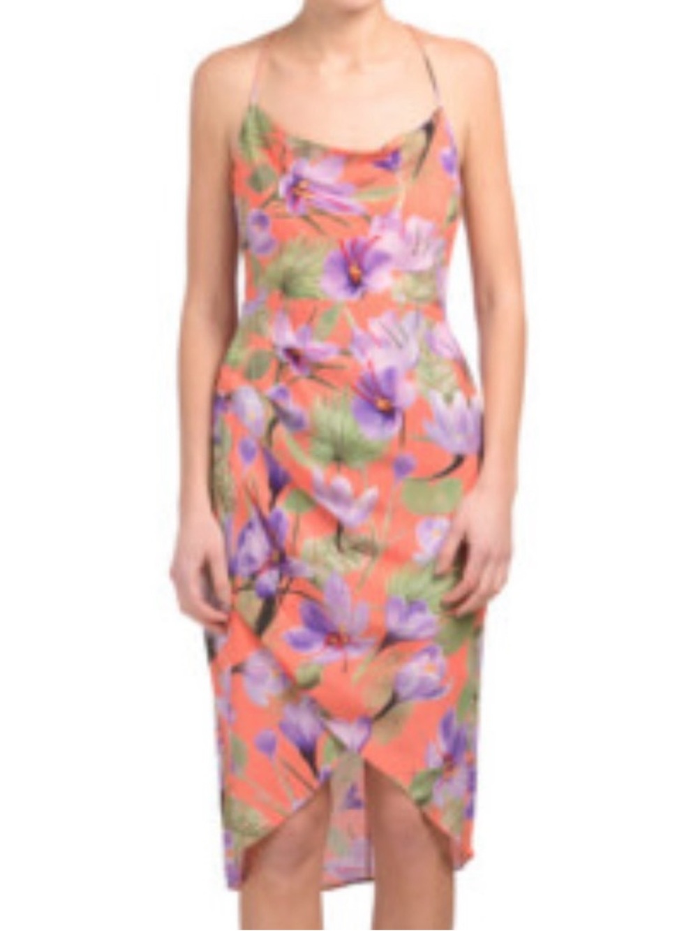 ALICE + OLIVIA Chi Coral Slip Midi Dress with Floral Print NWT